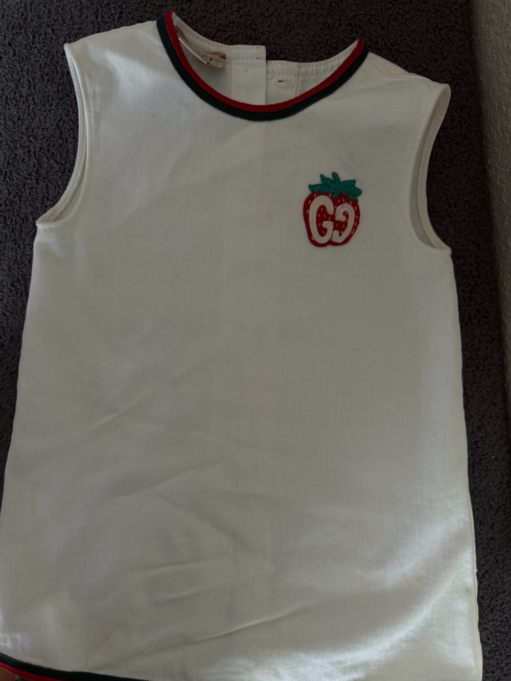Gucci Cream dress with Red Strawberry Patch